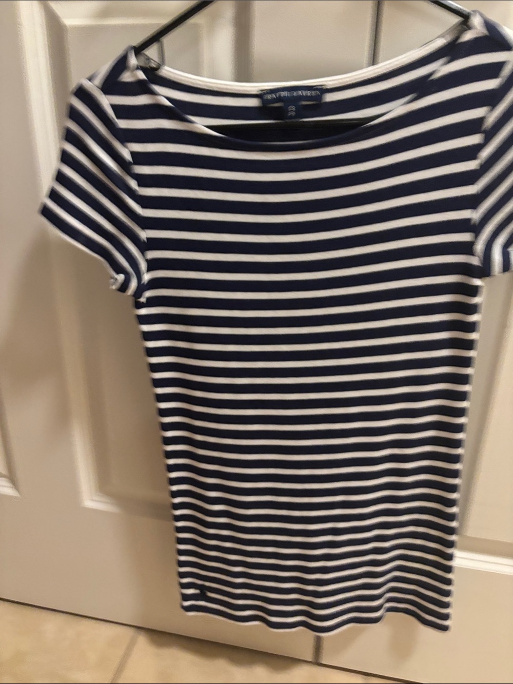 Ralph Lauren Navy and White Striped Short Sleeve Tee NWOT